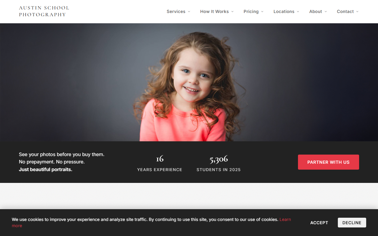 Austin School Photography website screenshot