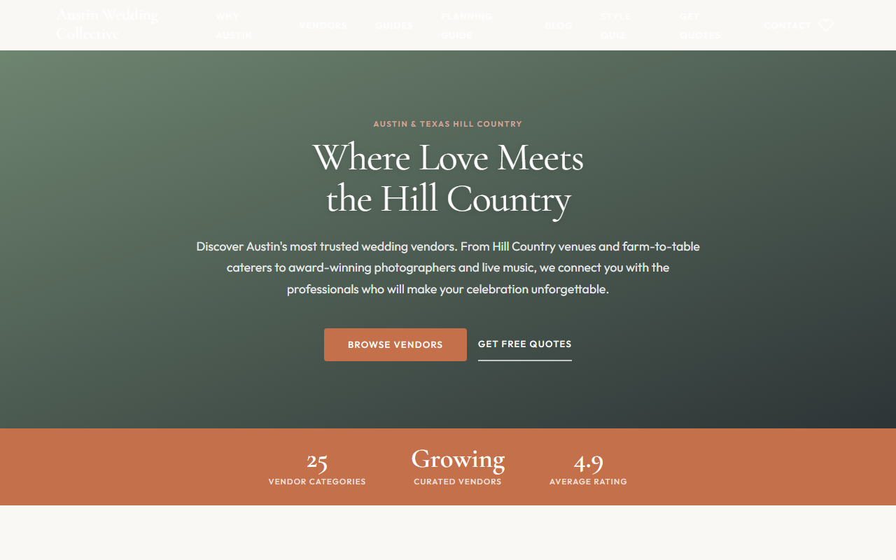 Austin Wedding Collective website screenshot