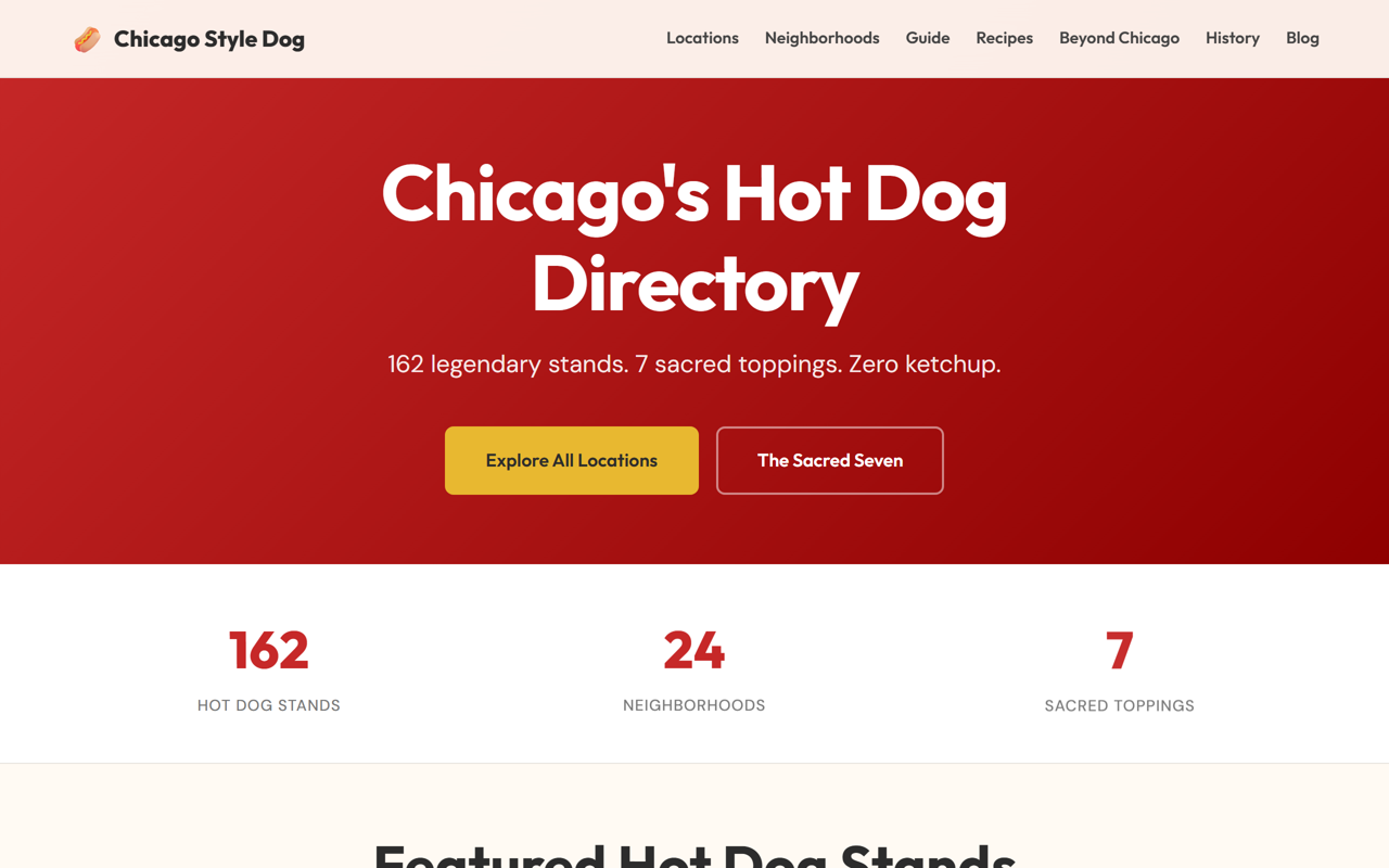 Chicago Style Dog website screenshot