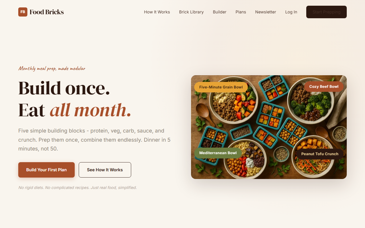 My Food Bricks website screenshot